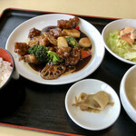 天津菜館 - 黒酢豚定食（1,100円）