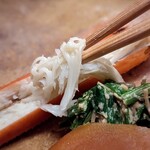 道人 - 最近この食べ方が１番美味しいと感じる、と道人さん。はい、それはそれは美味しいです。添えられた芹の胡麻酢和え・唐墨も一品として美味。