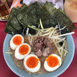 ラーメンショップ 牛久結束店 - ネギラーメン、味玉2個、のりトッピング