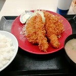 かつや - 海老、メンチ、ヒレ定食(豚汁付き)