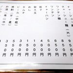 ふくちゃんラーメン - メニュー(2022.9)