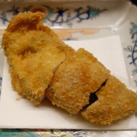 道人 - .....七品目　牡蠣フライ（仙鳳趾）実山椒・酢橘・塩.....