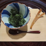 広尾 一会 - 先付けのたたきわらびとクチコです。