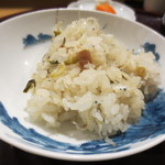 広尾 一会 - 行者ニンニクとじゃこの炊き込みご飯。