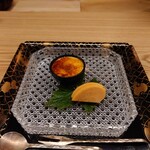 一本杉 川嶋 - 能登地鶏のクリームブリュレ、七尾の柿