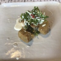 そば茶寮 澤正 - 鶏肉のぐりると高野豆腐の蕎麦衣揚げ、サラダビネグレットメイプルクリーム