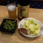 田吉 - 中瓶ビール＋お通し