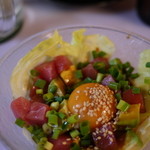 学大酒場エビス参 - まぐろとアボカドのユッケ(｀･∀･´)ｴｯﾍﾝ!!