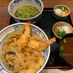 Tendon To Tenpura Soba Inaki - 百年天丼＆ミニ茶そば全景