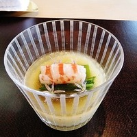 料理屋 植むら - 先付け　ホワイトアスパラムースと海老出汁ジュレ