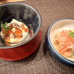 伊勢鮨 - 湯葉とキノコのあんかけ　ヒラメの南蛮漬け
