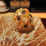 おみ乃 - 伊達鶏の蒸し鶏 蕪の昆布締め