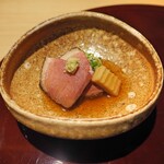 おみ乃 - 合鴨味噌漬け 鼈甲餡がけ