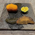 丸新 - かにクリームコロッケと蒸し鮑