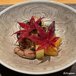 丸新 - 茹で落花生､慈姑チップス､螺貝旨煮､甘鯛の若狭焼､酸漿に林檎