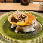 おが和 - ◎蟹出汁で炊いた外子飯蒸しをセコ蟹に絡めて食べる！