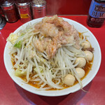 ラーメン二郎 - ラーメン小 800円　SK半分50円　うずら 110円　全マシ