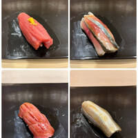 すし繁 - ランチおまかせ握り７０００円。づけ、しめ鯖、大トロ、コハダ。コハダの脂のりが凄かったです。〆加減も絶妙でした（╹◡╹）（╹◡╹）
