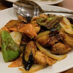 福来閣 - 茄子と豚肉の味噌炒め、餃子