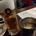 NOMASALUD - ビール&お通し(オニオンスープ)