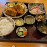 さしみや - アジフライとおさしみ定食