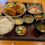 Sashimi ya - アジフライとおさしみ定食