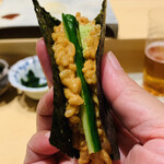 鮨 由う - ・プリン巻き（あん肝リゾット）