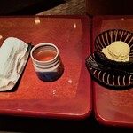 瀬里奈 - 食後のデザートのバニラアイスクリームと、ほうじ茶です。