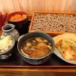 そば処 一庵 - 一庵そば￥880とミニソースカツ丼￥250