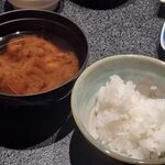 鳥越の宿　三楽園 - 御飯：富山産ミルキークイーン＆味噌汁