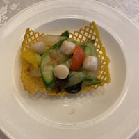 中国料理 王宮 - 貝柱とアロエの季節野菜炒め