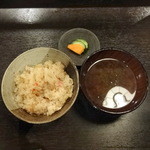 料理屋 壱 - 金目鯛の土釜飯、赤だし、香の物