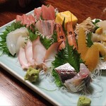 鮨富 - 中でもアジとつぶ貝、ホタテが美味い。