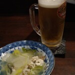 Kasei ya - お通しと生ビール