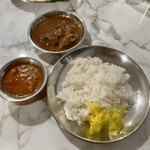 インドカレー屋 BABAじぃ - ランチ：カレー２種(\1,200)　Aセット