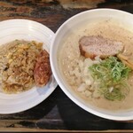 大杉製麺 - 「鶏x鶏x鶏 超濃厚らーめん&Cセット」1200円