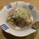 春のお店 - おでん（里いも、牛スジ、ちくわ）