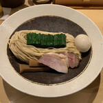 饗 くろ喜 - 味玉 韮つけそば 醤油・麺大盛・追加つけ汁 塩（饗くろ㐂）2022.12