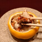 わたなべ - 雌の越前蟹と百合根の柚子釜蒸し