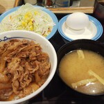 Matsuya - 牛めし（並盛）＋生野菜生玉子セット
