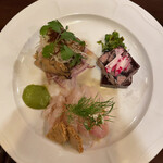 茂 - おまかせ前菜3種は、本日のおすすめの上から３つ。