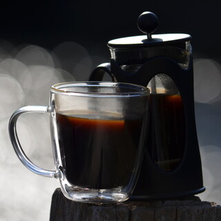 Enjoy French cuisine press coffee