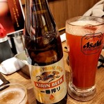 Kushikatsu Dengana - キリン一番搾り大瓶とトマト酎ハイ
