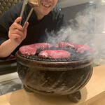 銀座 大石 - 鴨の玉鋼焼き