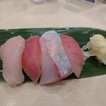 Sushi Uogashi Nihonichi - びんとろ、鮪赤身、鰤、鮪中トロ