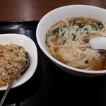 金沢飯店 - サンマー麺+半チャーハンセット　1100円