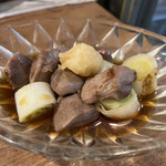 金町製麺 - 砂肝とネギのおろしポン酢