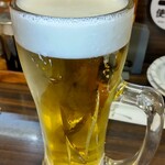 串焼 のんき - まずは、生ビールで乾杯 (アサヒスーパードライ) ¥605