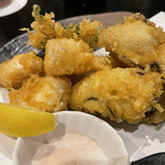 とも - 牡蠣とスズキの白子の天麩羅