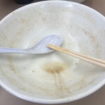 庵悟 - 完飲。丼底に残る魚粉まで綺麗に飲み干す。